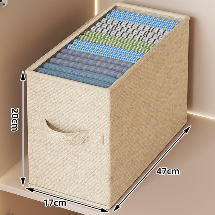 Foldable Linen-Texture Rectangular Closet Storage Box with Front Handle
