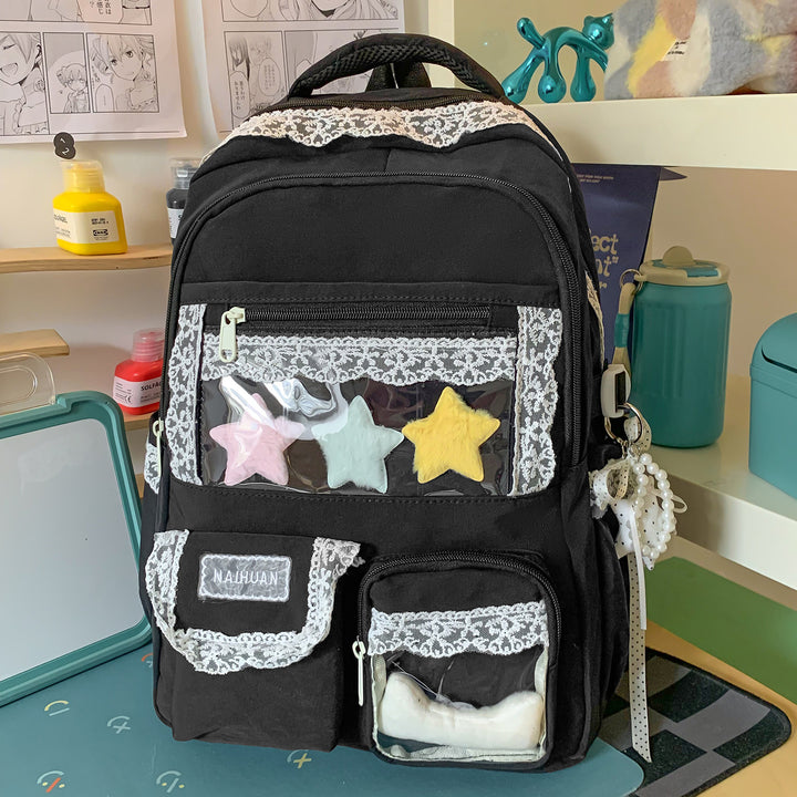 Cute Lace-Trimmed School Backpack