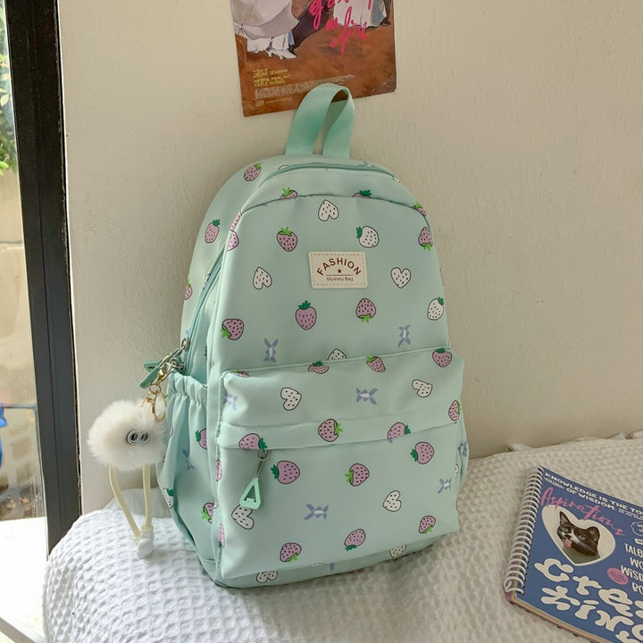 Playful Strawberry Print Backpack
