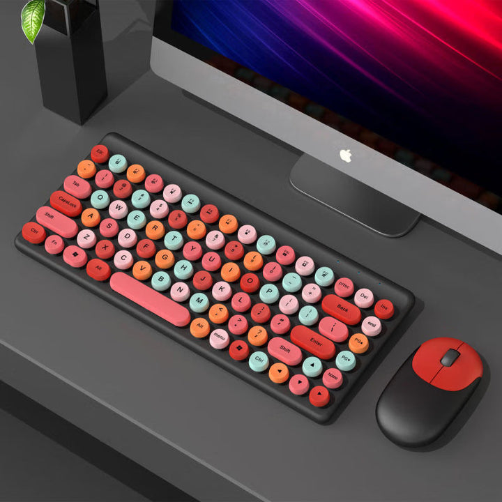 Retro Round-Key Wireless Keyboard and Mouse Set Kalsten