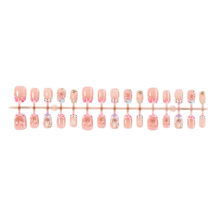 Decorative Press-On Nail Art Kit with Floral and Gem Accents kalsten