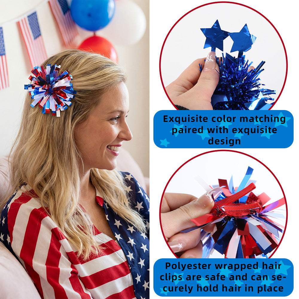 Unisex nan shiny metallic tinsel pompom with star pendants Kalsten