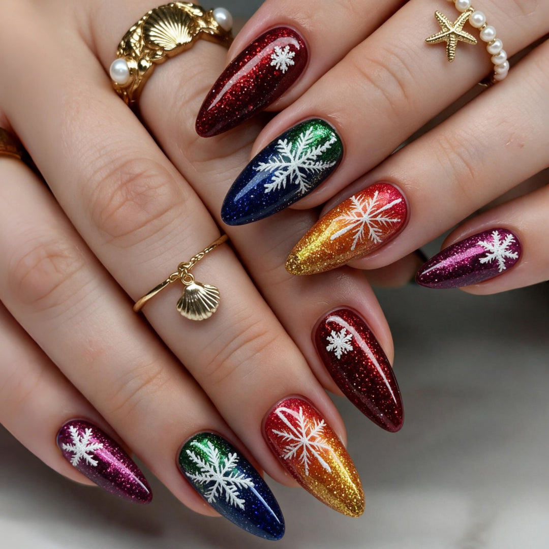 Artificial nails with sparkling snowflake design Kalsten