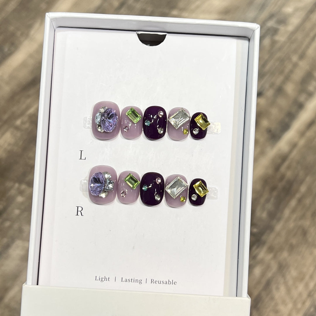 Reusable Gemstone Press-On Nail Art Kalsten