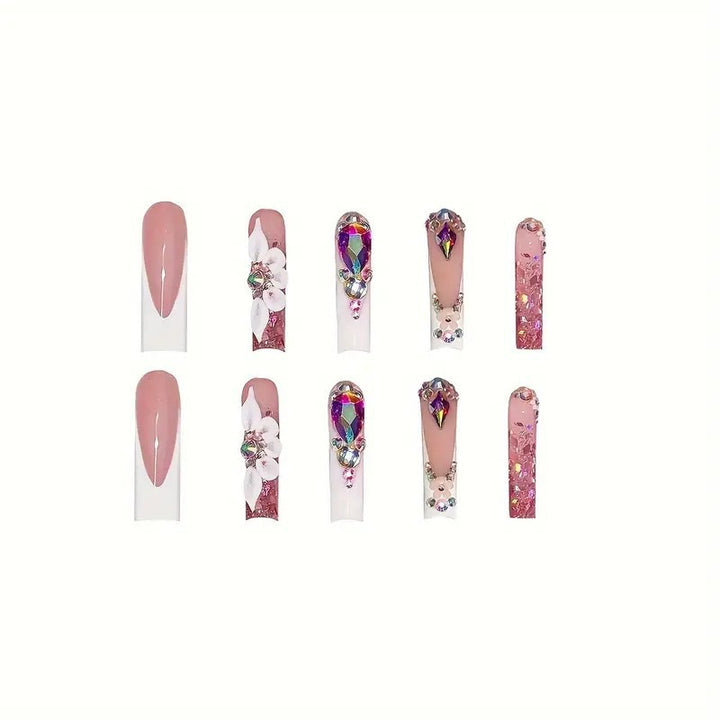 Artistic Rhinestone-Embellished Press-On Nail Extensions Kalsten