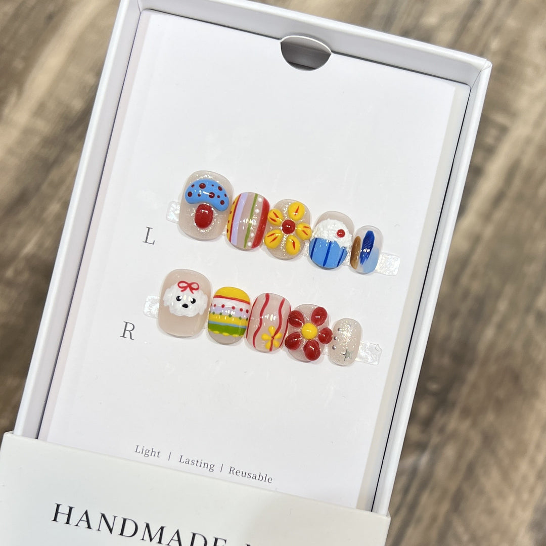 Decorative Press-On Nail Art Set with Fun and Whimsical Designs Kalsten