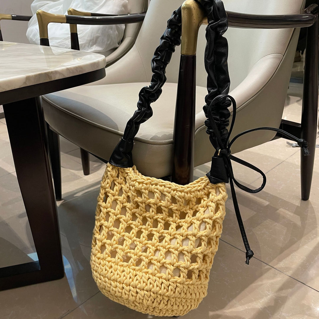 Hand-knotted tote bag with leather accents Kalsten