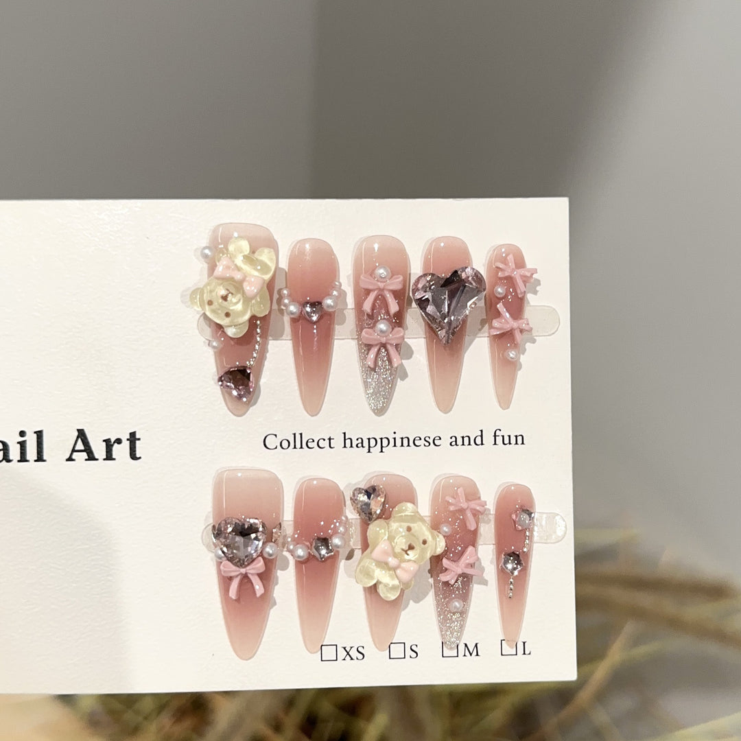 Decorative Press-On Nail Art Set with Charms