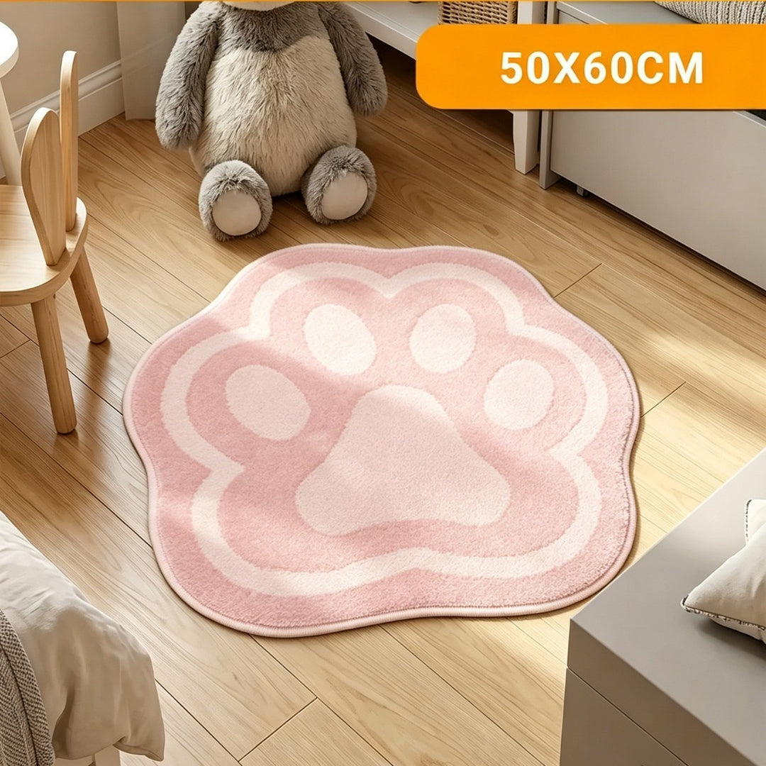 Paw-Shaped Plush Area Rug