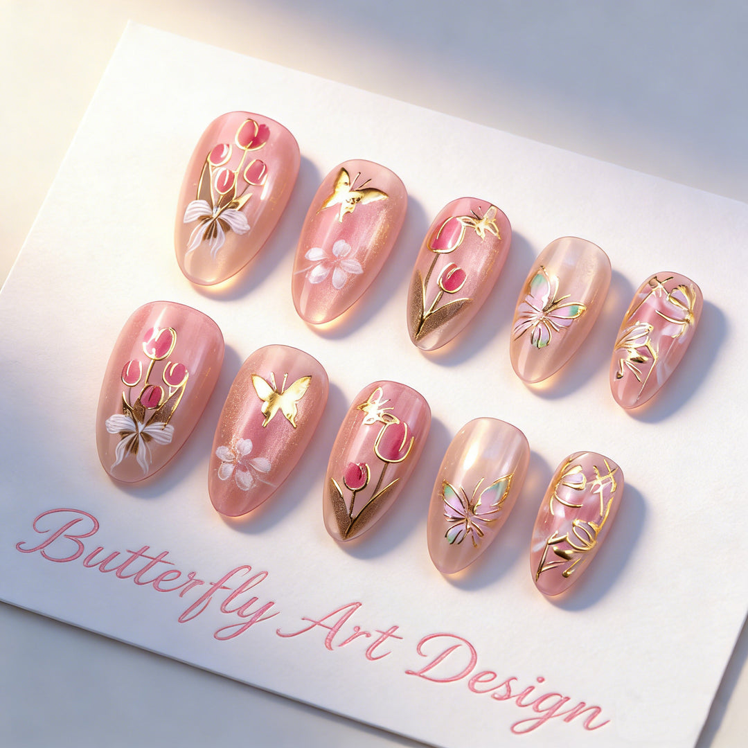 Elegant artificial nails with floral designs Kalsten
