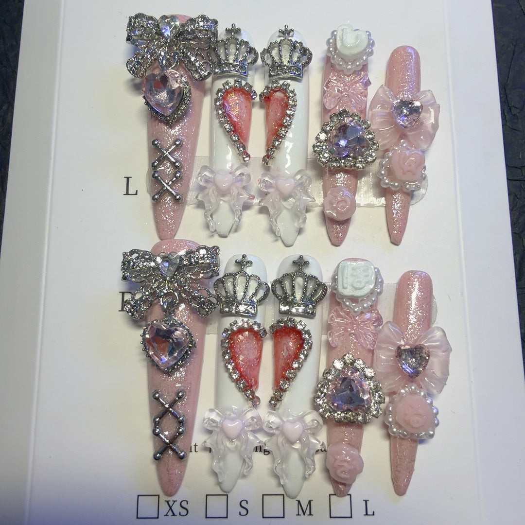 Rhinestone Embellished Press-On Nail Art Set
