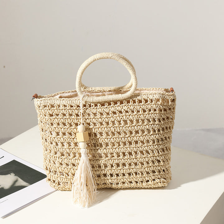 Handbag Made of Crocheted Natural Material Kalsten