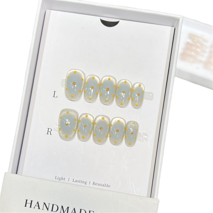 Handmade Press-On Nail Set with Artistic Floral Design Kalsten