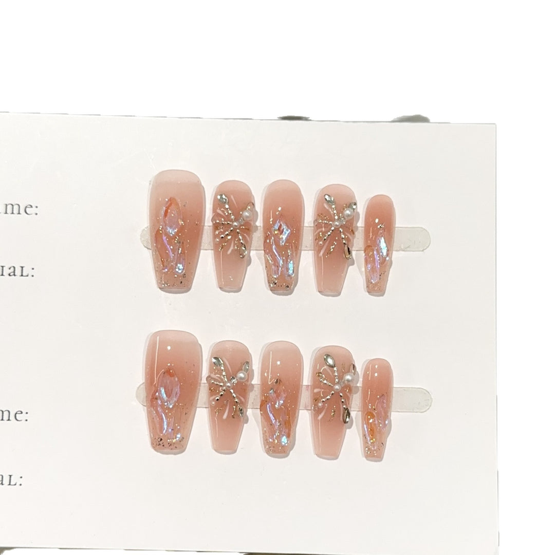 Glamorous Pearl-Embellished Press-On Nail Set