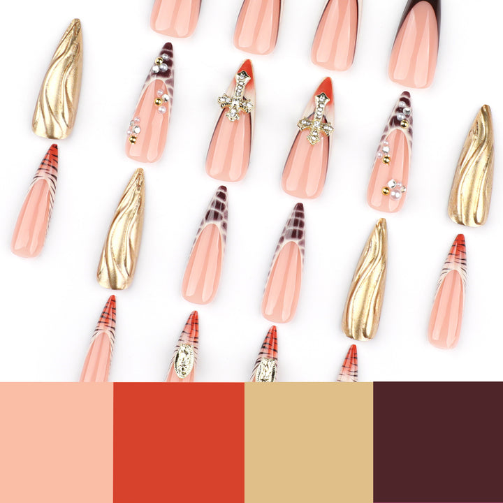 Artful acrylic nails with glitter and rhinestone decorations Kalsten