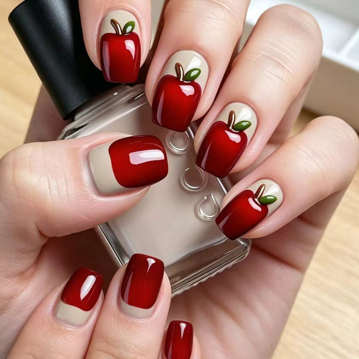 Artificial nails with playful apple motif Kalsten