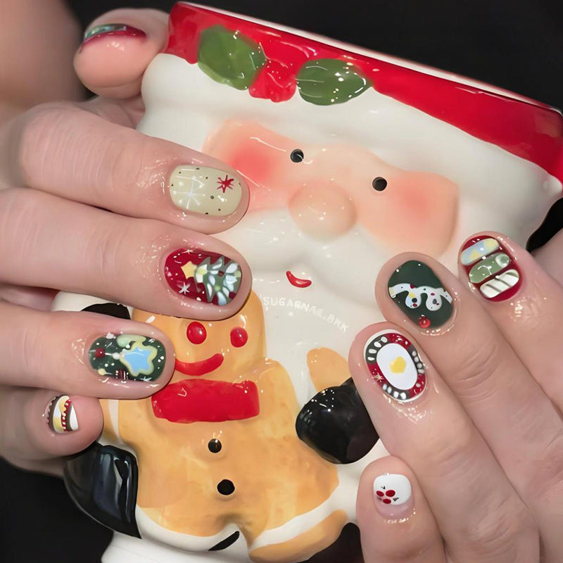 Artificial nail set with festive snowmen and Christmas motifs Kalsten