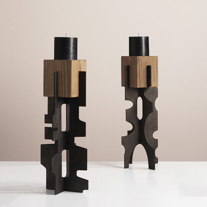 Abstract Metal and Wood Decorative Sculpture