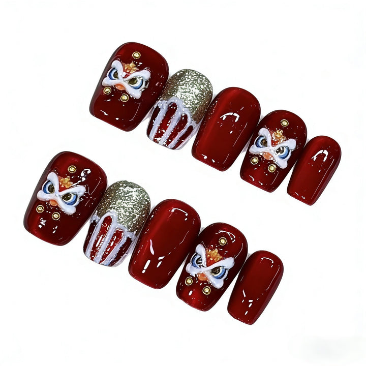 Artistic Press-On Nail Set with Detailed Themed Designs Kalsten