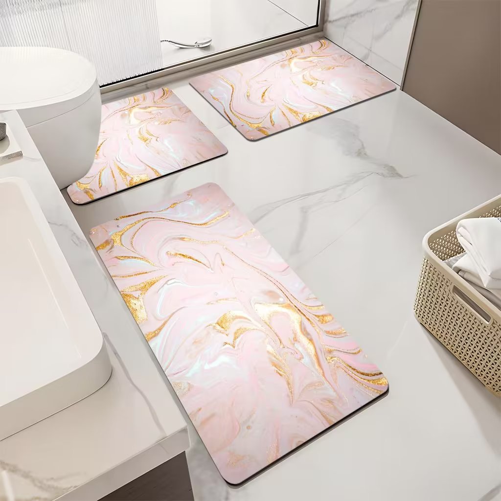 Luxurious Marble Pattern Bath Mat Set Kalsten
