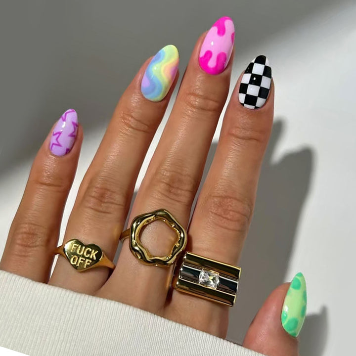 Artistic Abstract Press-On Nail Art Kalsten