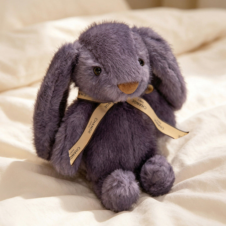Squat Plush Bunny Cuddle Doll with Long Dropped Ears, Weighted Base & Grosgrain Ribbon Kalsten