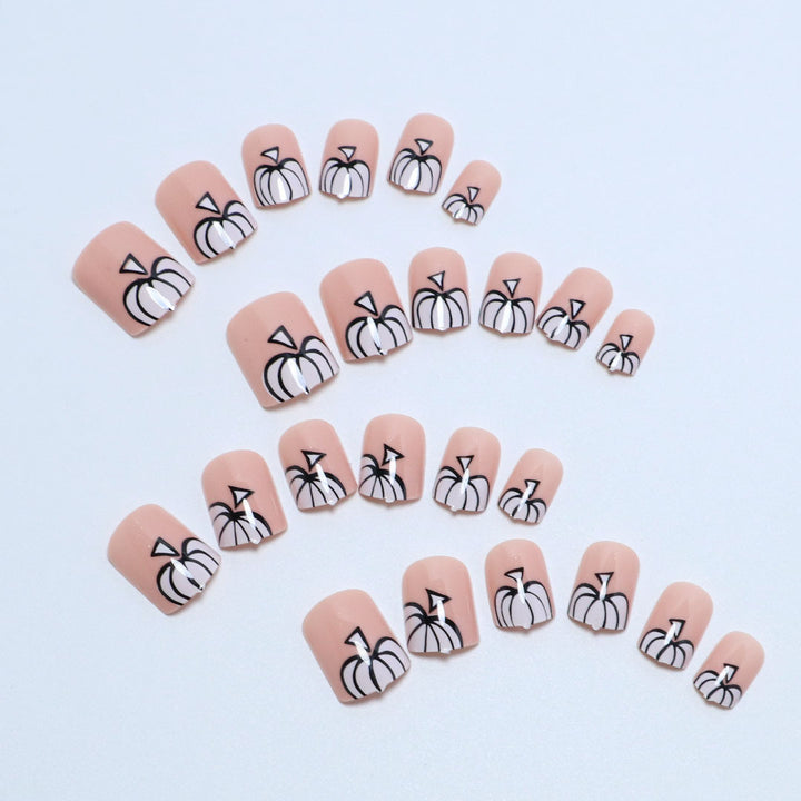 Artistic Pumpkin-Themed Press-On Nail Set Kalsten