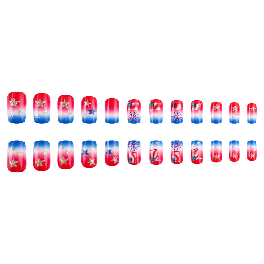 Themed Nail Art with Sparkling Stars and Stripes Kalsten
