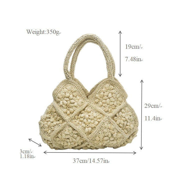 Handmade macrame shoulder bag with playful flower pattern Kalsten