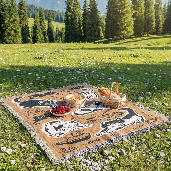 Whimsical Cat-Themed Throw Blanket