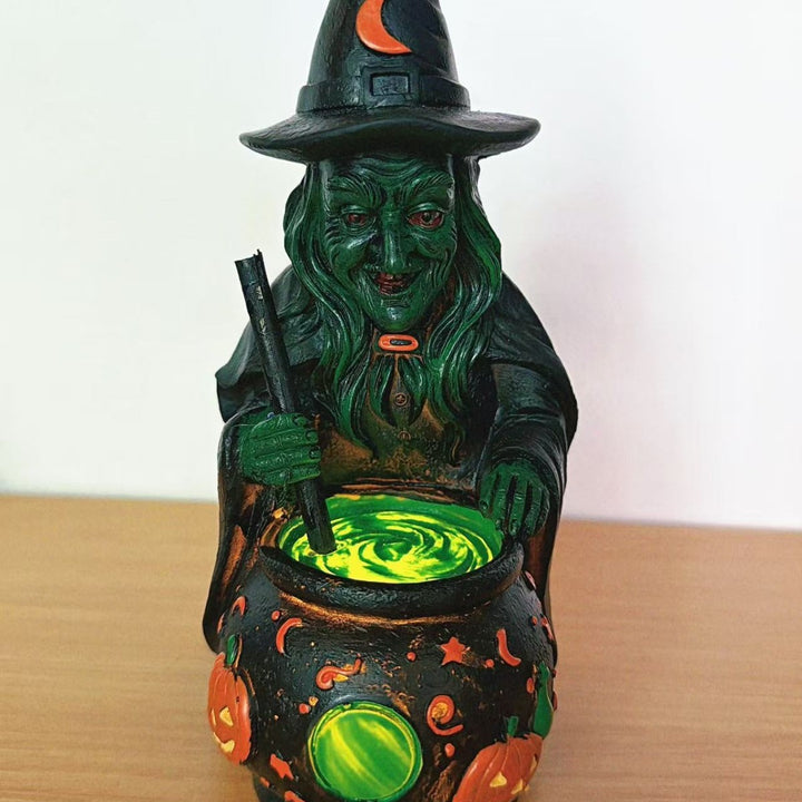 Decorative witch figure with cauldron Kalsten