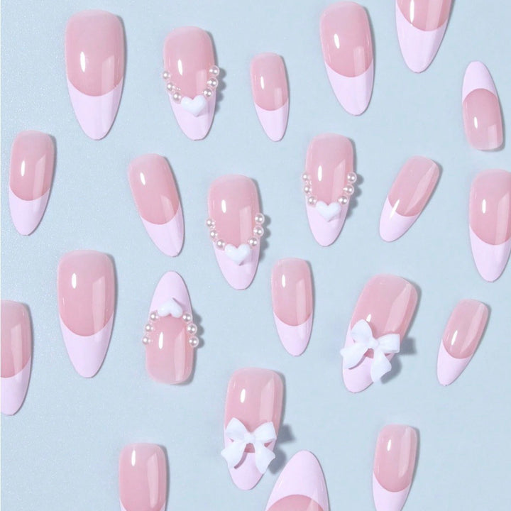 Artificial nail tips with heart and bow decorations Kalsten