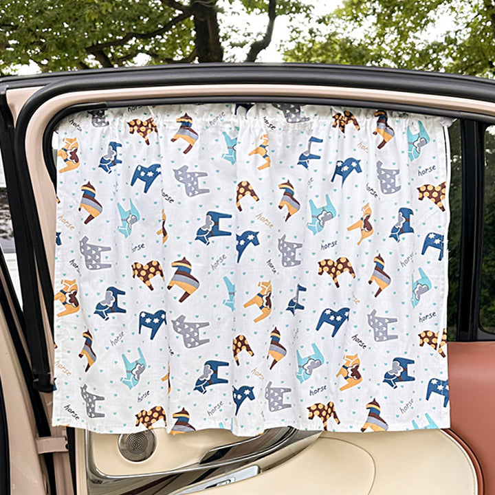 Unisex nan sun protection car curtain with elastic fastening strap and opaque cotton blend Kalsten