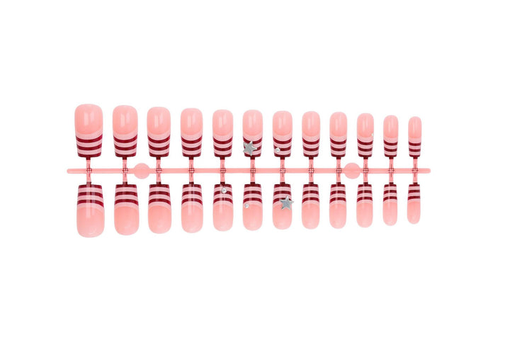 Nail art set with modern stripe design and sparkling stars Kalsten