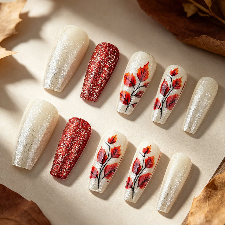 Autumn-Themed Decorative Press-On Nails Kalsten