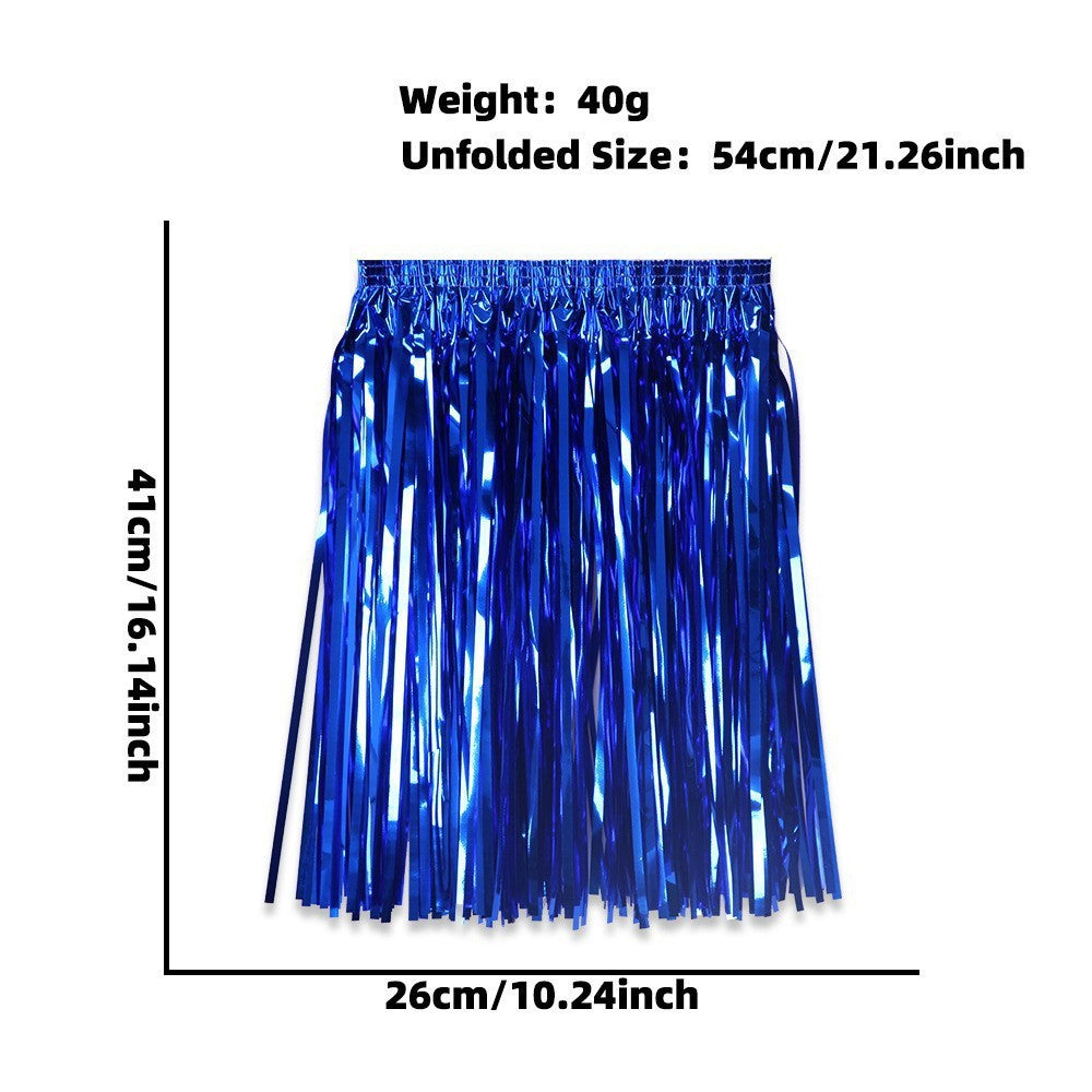 Women's nan metallic foil fringe hula skirt with elastic waistband party costume Kalsten