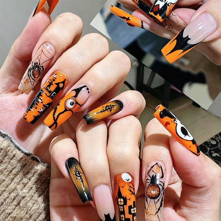 Artificial nail set with Halloween motifs and creative glitter Kalsten