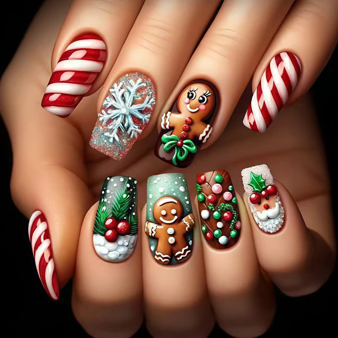 Artificial nails in gingerbread house design Kalsten