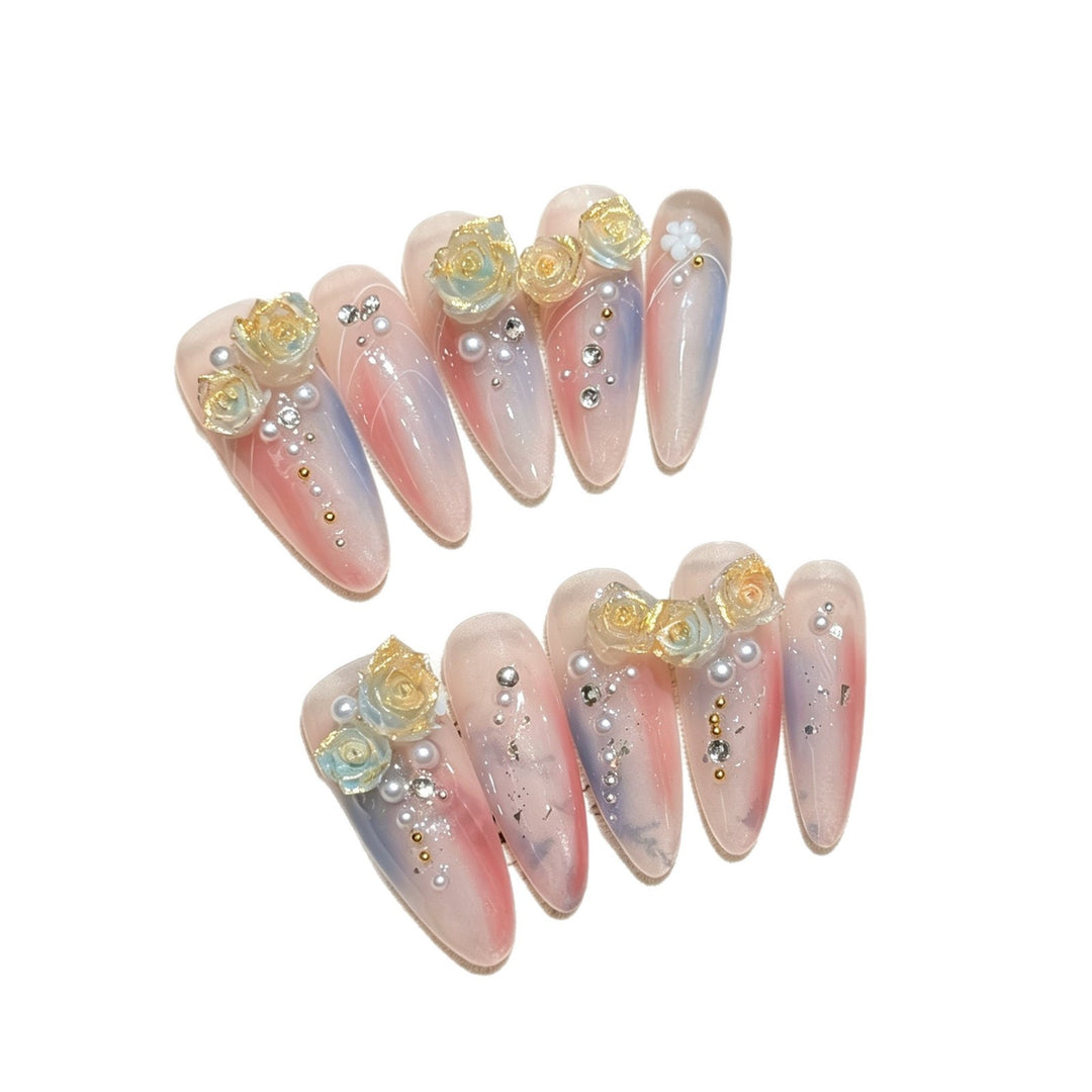 Artistic Floral 3D Press-On Nail Set