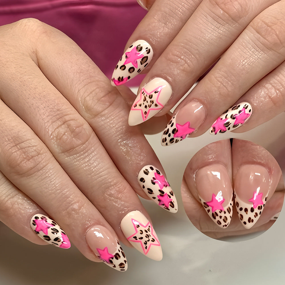 Stylish Star and Leopard Print Press-On Nails Kalsten