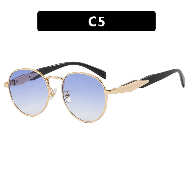Women's round sunglasses with elegant golden frame and UV protection Kalsten