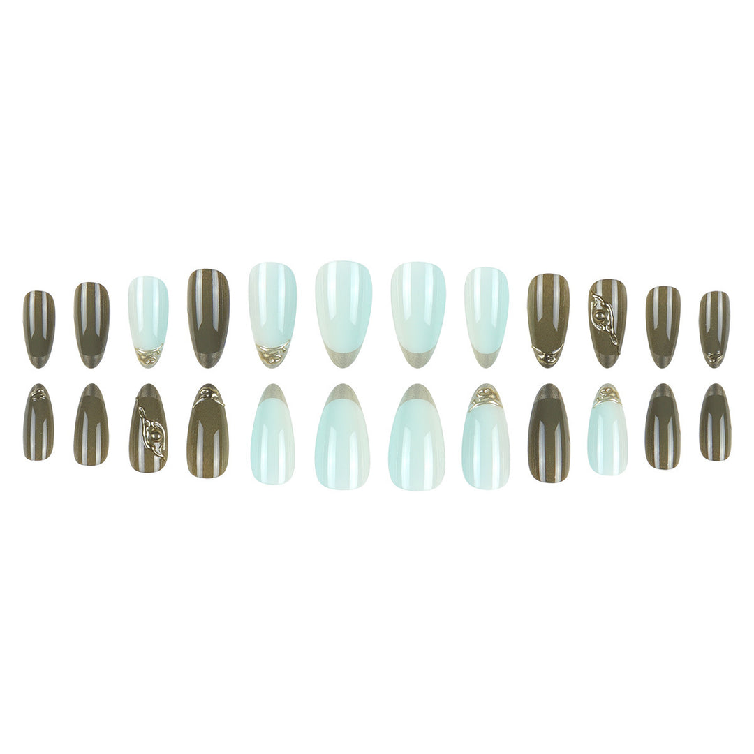 Elegant Stiletto Press-On Nails with Gold Accents Kalsten