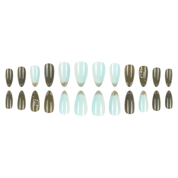 Elegant Stiletto Press-On Nails with Gold Accents Kalsten