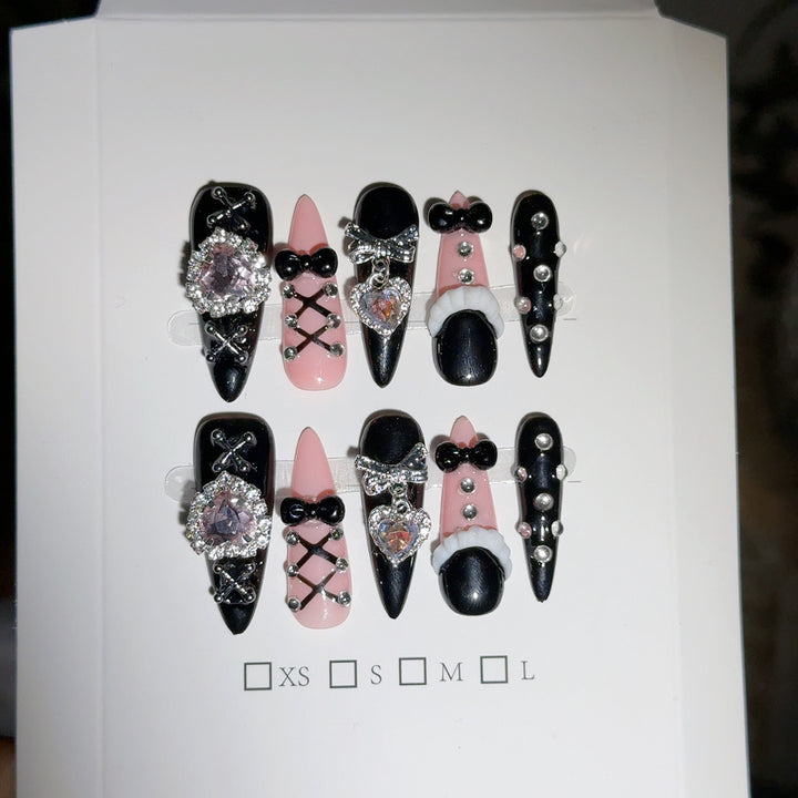Glamorous Rhinestone-Embellished Press-On Nails