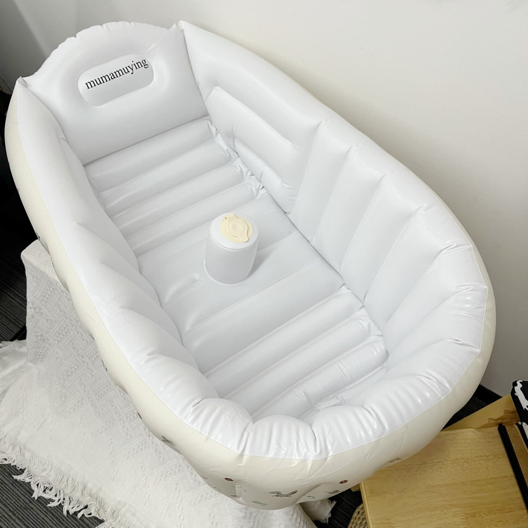 Inflatable Portable Baby Bathtub with Headrest and Built-In Cup Holder
