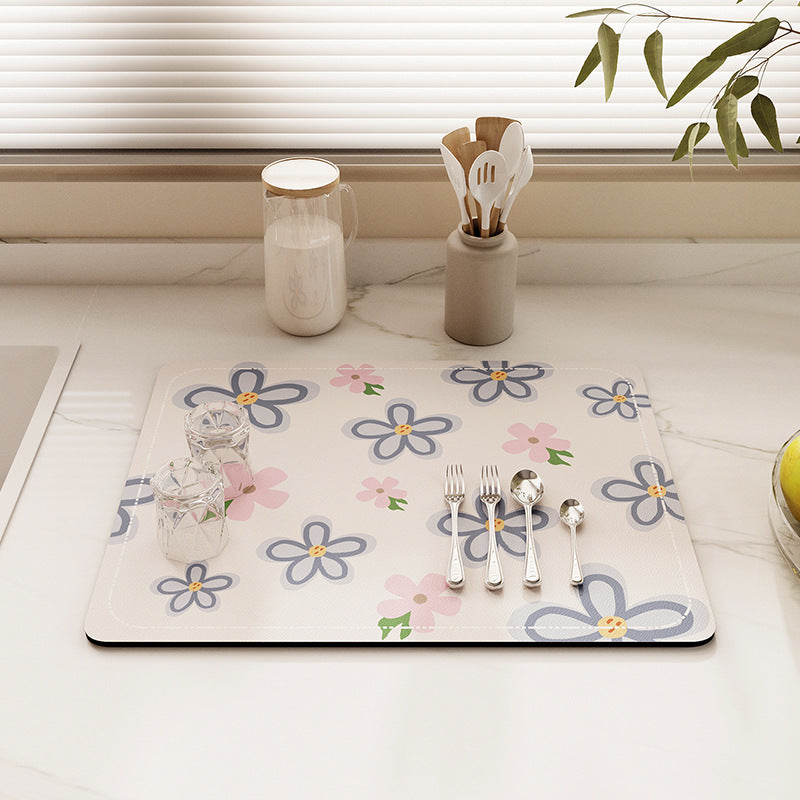 Floral Patterned Kitchen Protector Mat