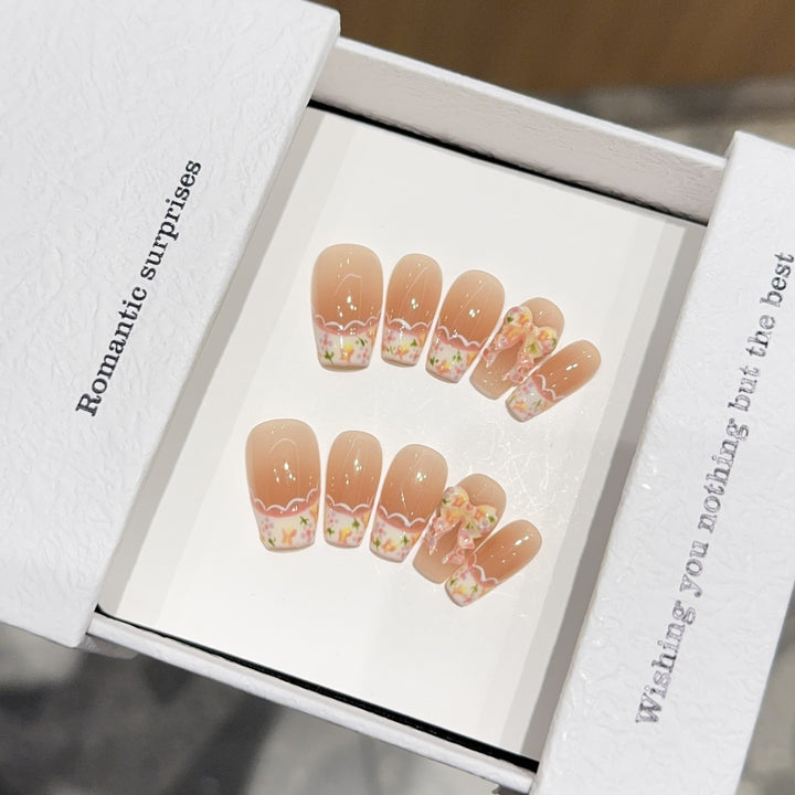 Artificial nail tips with romantic flower designs Kalsten