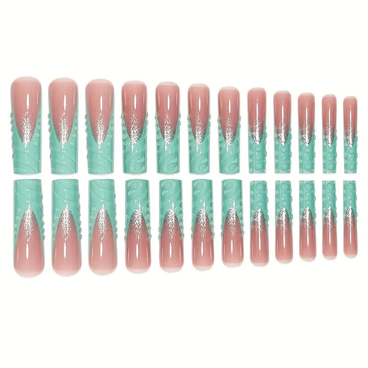 Artistic Wave-Pattern Press-On Nails Kalsten