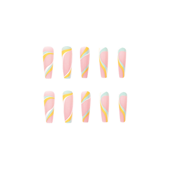 Artificial nail extensions with modern wave design Kalsten