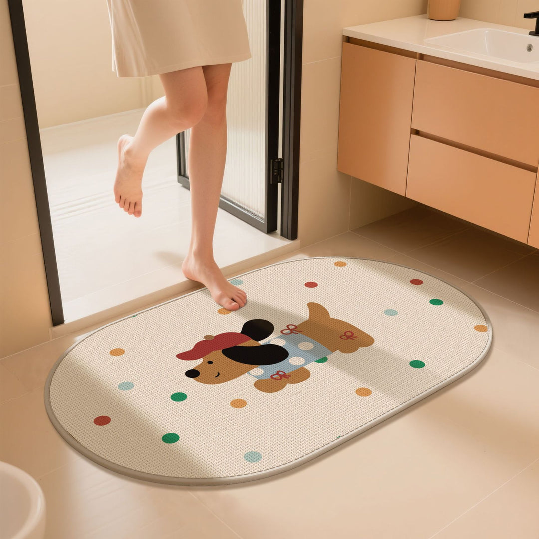 Cartoon Dog-Themed Bath Mat